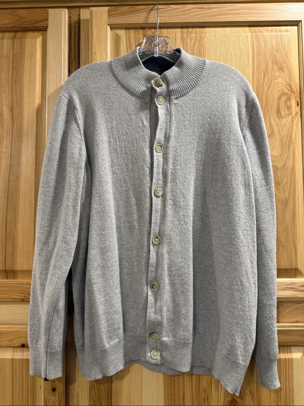 Thomas Dean Merino Wool Men’s XXL Light Gray Button-Up Cardigan Grandpacore